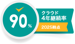 クラウド4年継続率90% 2025時点