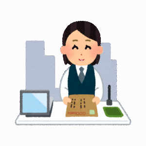 郵便を窓口で渡す人